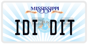 IDIDIT  license plate in MS