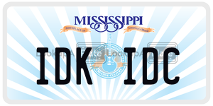 IDKIDC  license plate in MS