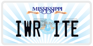 IWRITE license plate in Mississippi