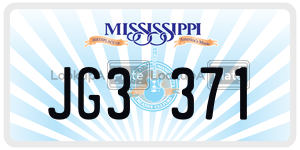 JG3371  license plate in MS