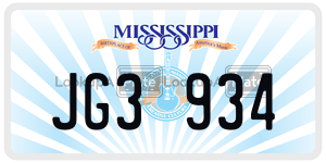 JG3934  license plate in MS