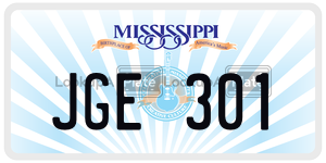 JGE301  license plate in MS