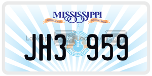 JH3959  license plate in MS