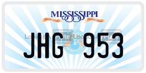JHG953  license plate in MS