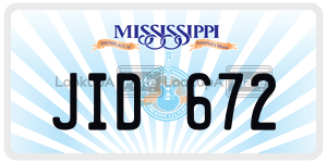 JID672 license plate in Mississippi