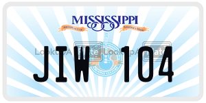 JIW104 license plate in Mississippi