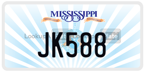 JK588  license plate in MS