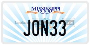 JON33 license plate in Mississippi