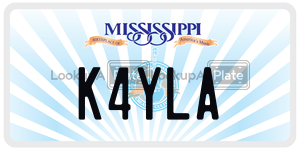 K4YLA license plate in Mississippi