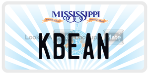 KBEAN license plate in Mississippi