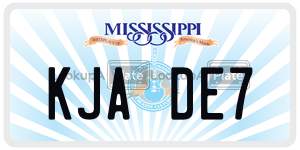 KJADE7  license plate in MS