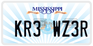 KR3WZ3R license plate in Mississippi