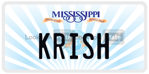 KRISH license plate in Mississippi