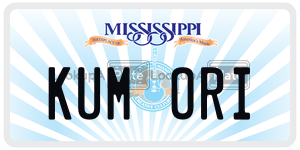 KUMORI license plate in Mississippi