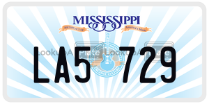 LA5729  license plate in MS