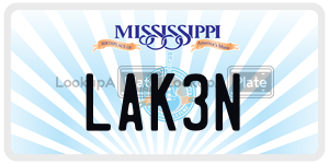 LAK3N  license plate in MS