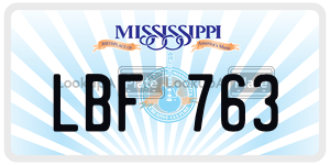 LBF763  license plate in MS