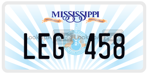 LEG458 license plate in Mississippi