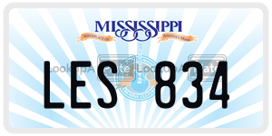 LES834  license plate in MS