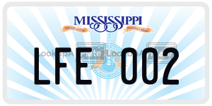 LFE002 license plate in Mississippi
