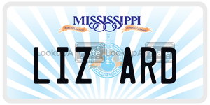 LIZARD  license plate in MS