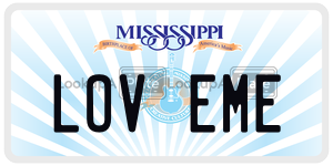 LOVEME  license plate in MS