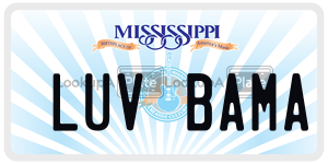 LUVBAMA license plate in Mississippi