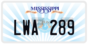 LWA289  license plate in MS