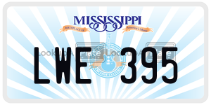 LWE395  license plate in MS