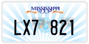 LX7821  license plate in MS