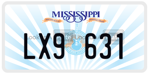 LX9631 license plate in Mississippi