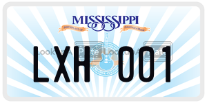 LXH001  license plate in MS