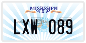 LXW089  license plate in MS