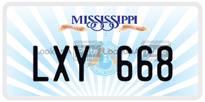 LXY668  license plate in MS