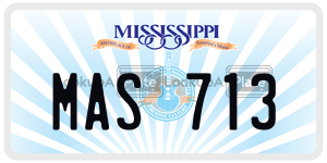MAS713  license plate in MS