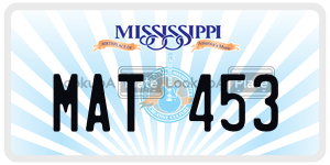 MAT453  license plate in MS