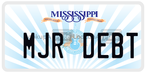 MJRDEBT  license plate in MS