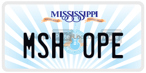 MSHOPE  license plate in MS