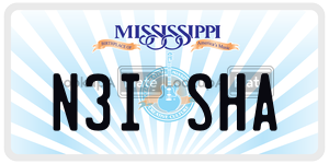 N3ISHA  license plate in MS