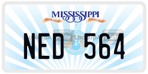 NED564 license plate in Mississippi