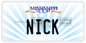 NICK license plate in Mississippi
