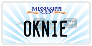 OKNIE  license plate in MS