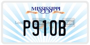 P910B license plate in Mississippi