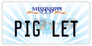 PIGLET license plate in Mississippi