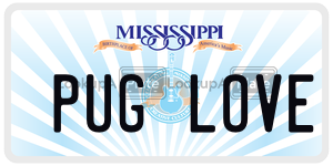 PUGLOVE  license plate in MS