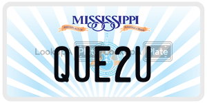 QUE2U  license plate in MS