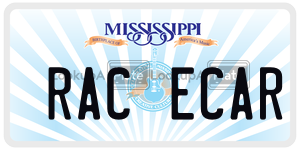 RACECAR  license plate in MS