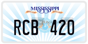 RCB420 license plate in Mississippi