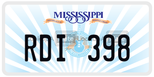 RDI398  license plate in MS