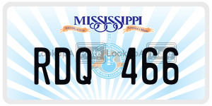 RDQ466  license plate in MS